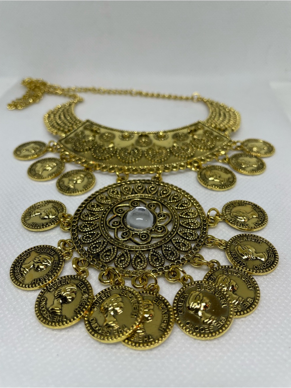 Gold-Tone Coin Medallion Statement Necklace - Women Jewelry